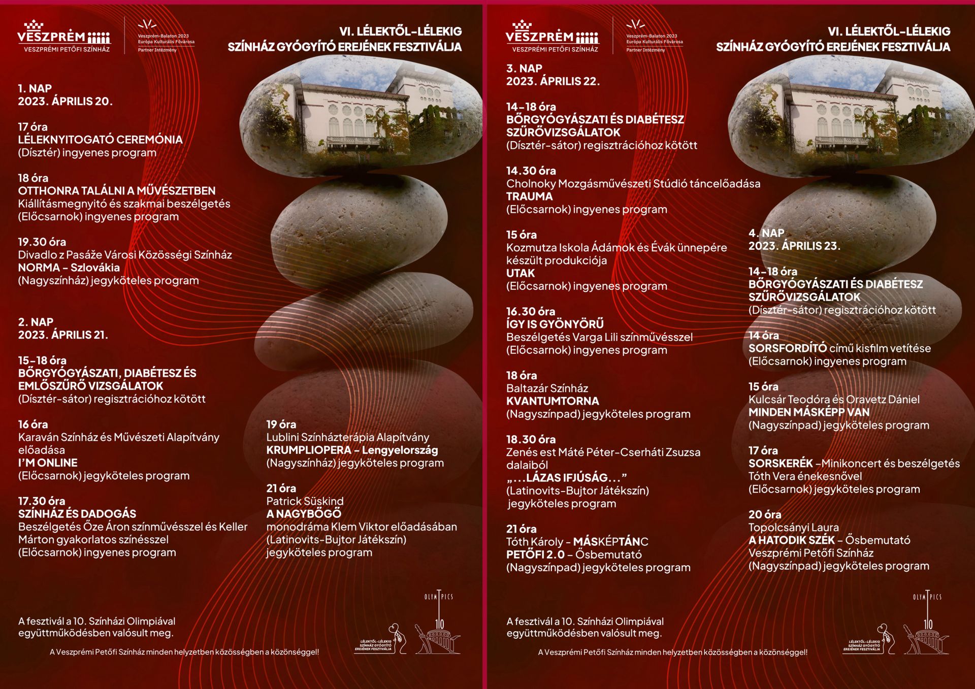 VI. Lélektől-lélekig Színház Gyógyító Erejének Fesztiválja - TELJES PROGRAM