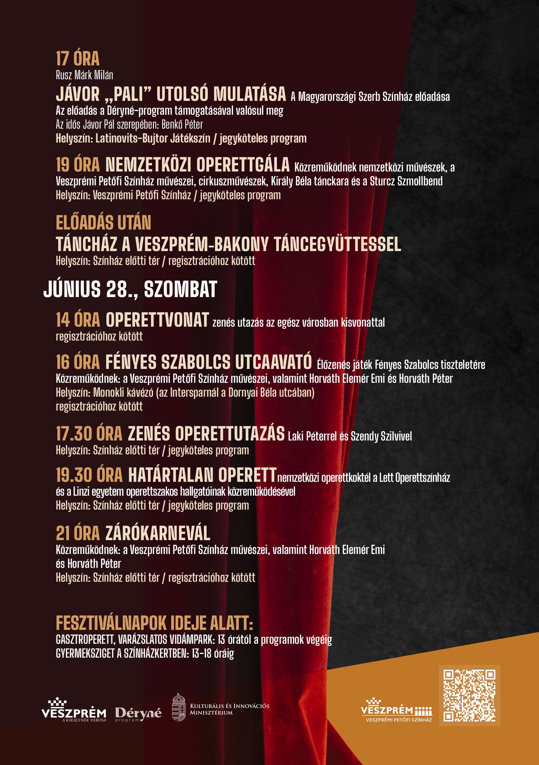 Operettbarátok figyelmébe: íme, a VIII. Veszprémi Rátonyi Róbert Operettfesztivál programja!