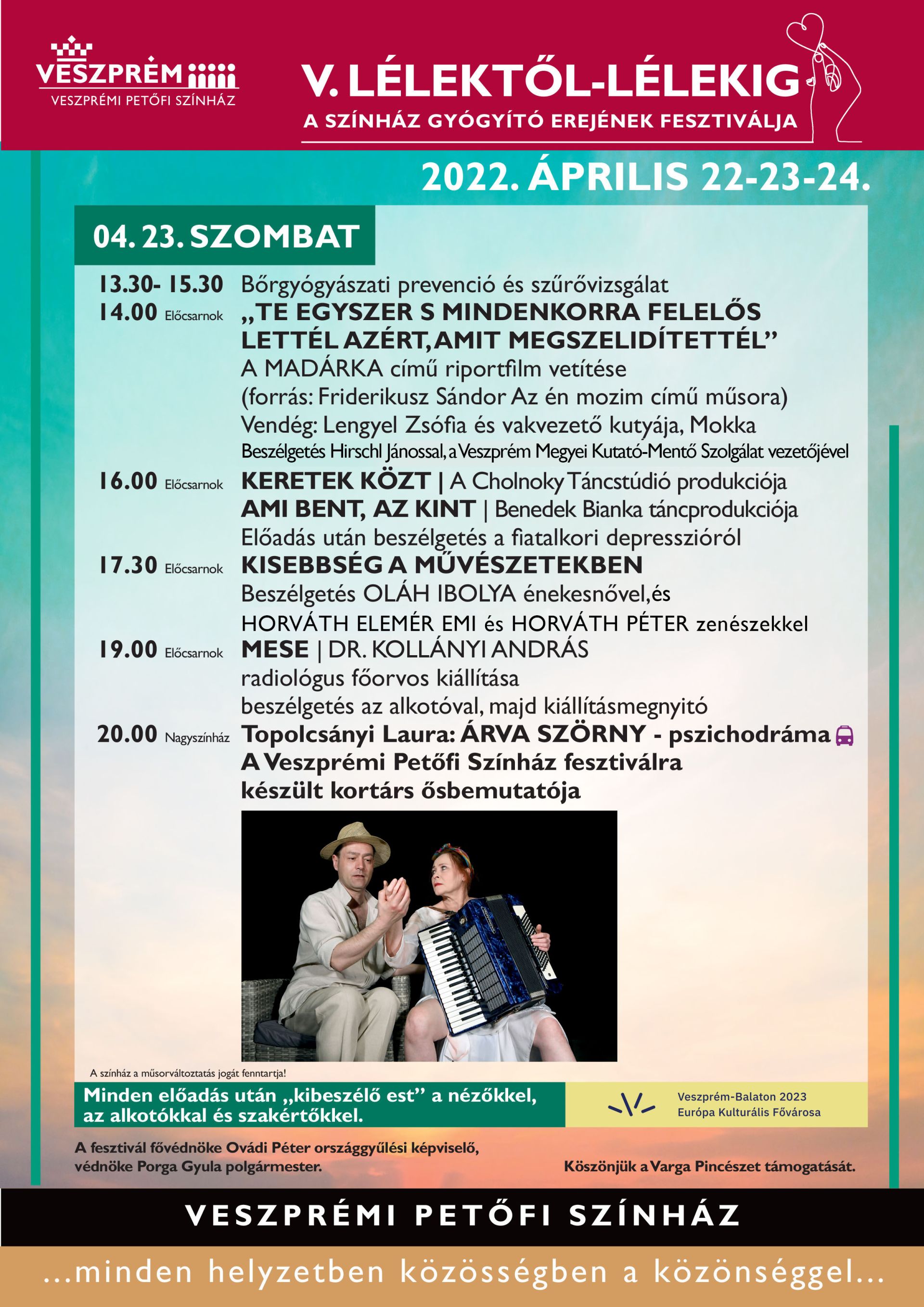 Művészetterápia és ősbemutató V. Lélektől-lélekig Színház Gyógyító Erejének Fesztiváljának második napján!