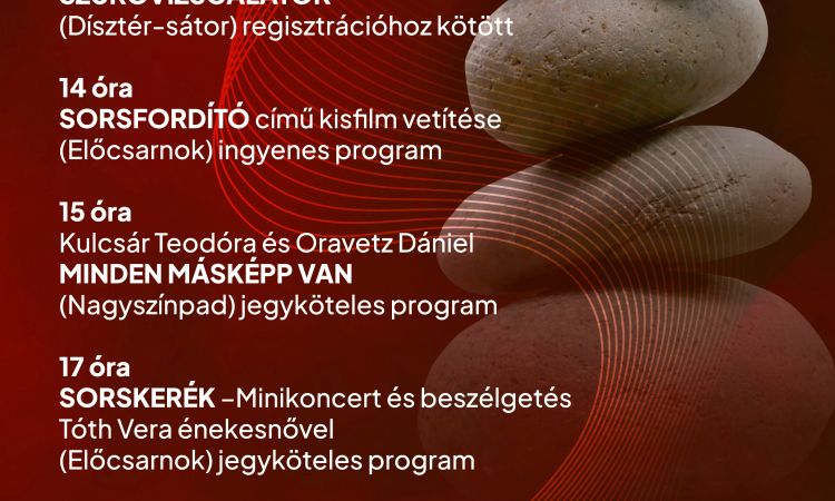MEGÉRTÉS: A VI. Lélektől-lélekig Színház Gyógyító Erejének Fesztiváljának záró napjának jelszava!