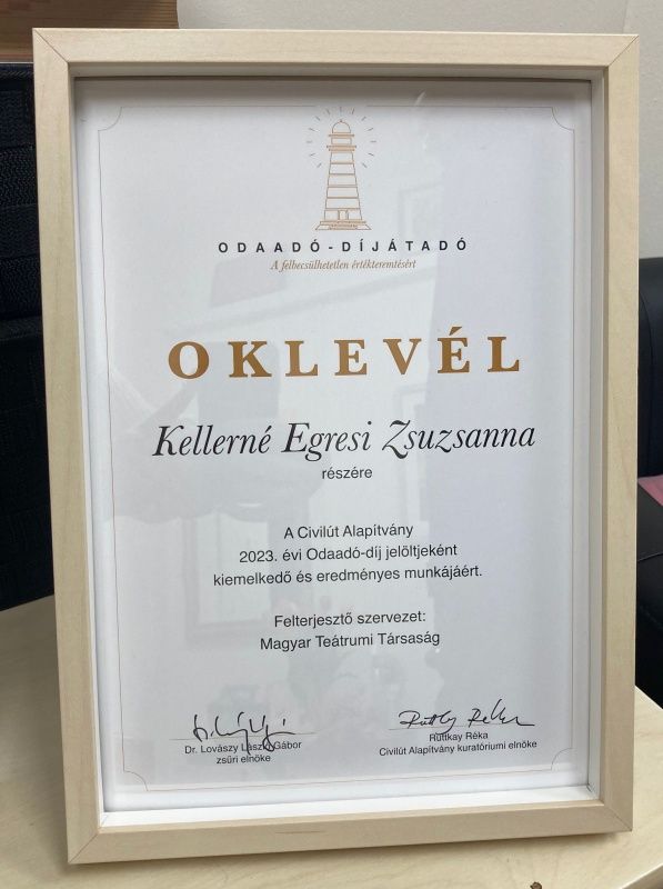 Kellerné Egresi Zsuzsanna Odaadó-díjban részesült!
