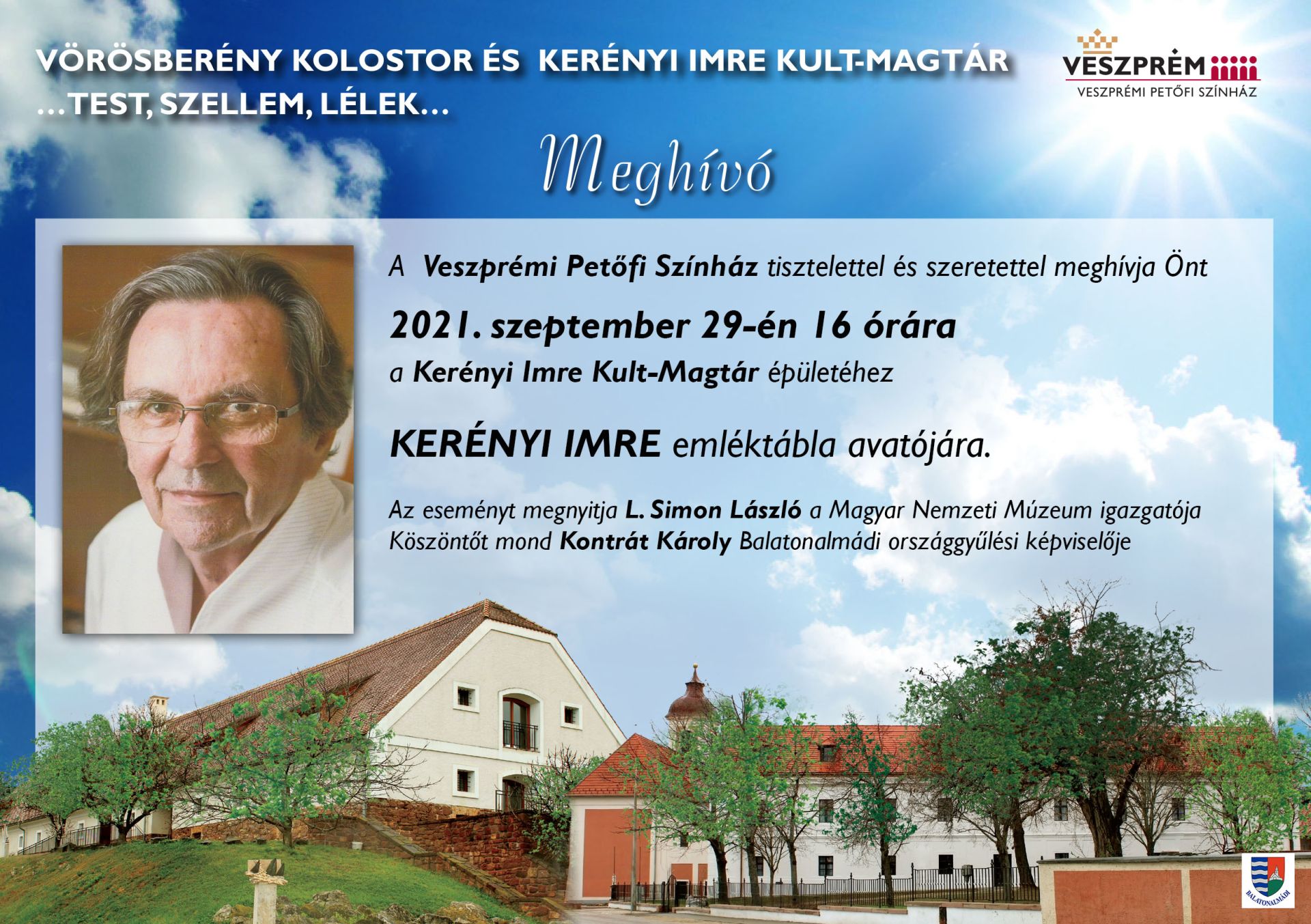 KERÉNYI IMRE EMLÉKTÁBLA avató Balatonalmádiban, a Kerény Imre Kult-Magtárban
