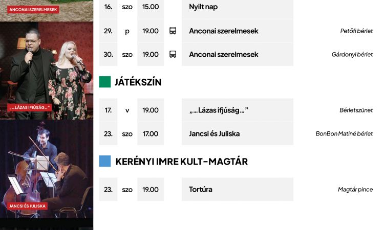 Kezdjék az őszt a Veszprémi Petőfi Színházban!